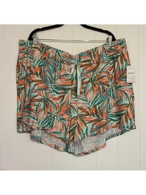 Jockey Palm Leaf Lounge Shorts - Coral, Teal, Mint 3X Plus